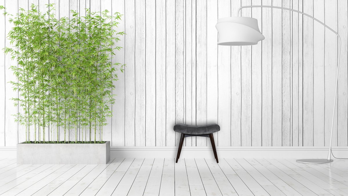 Grey Cotton Velvet Curved Bench