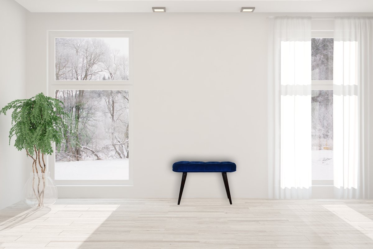 Royal Blue Velvet Button Bench