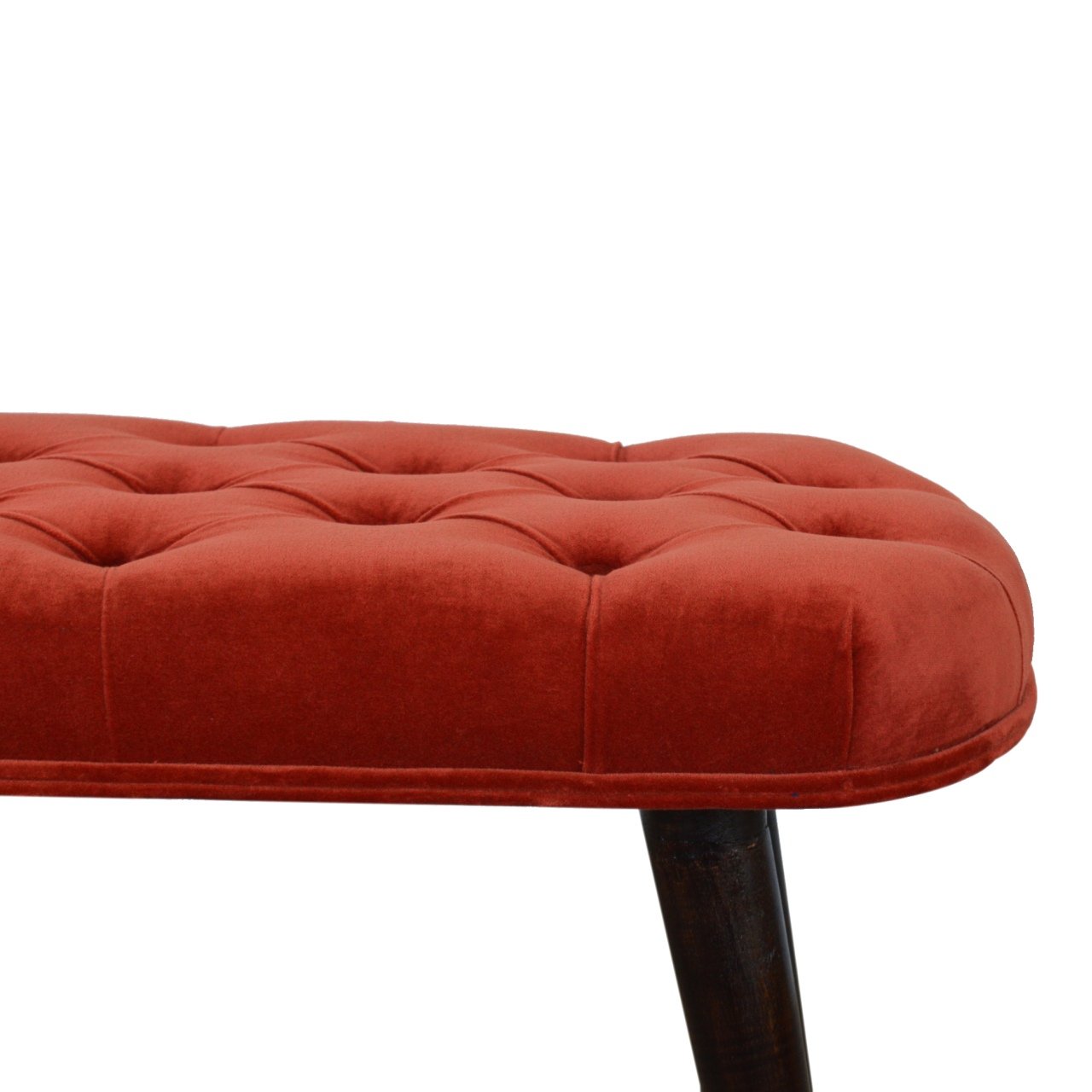 Brick Red Cotton Velvet Deep Bench