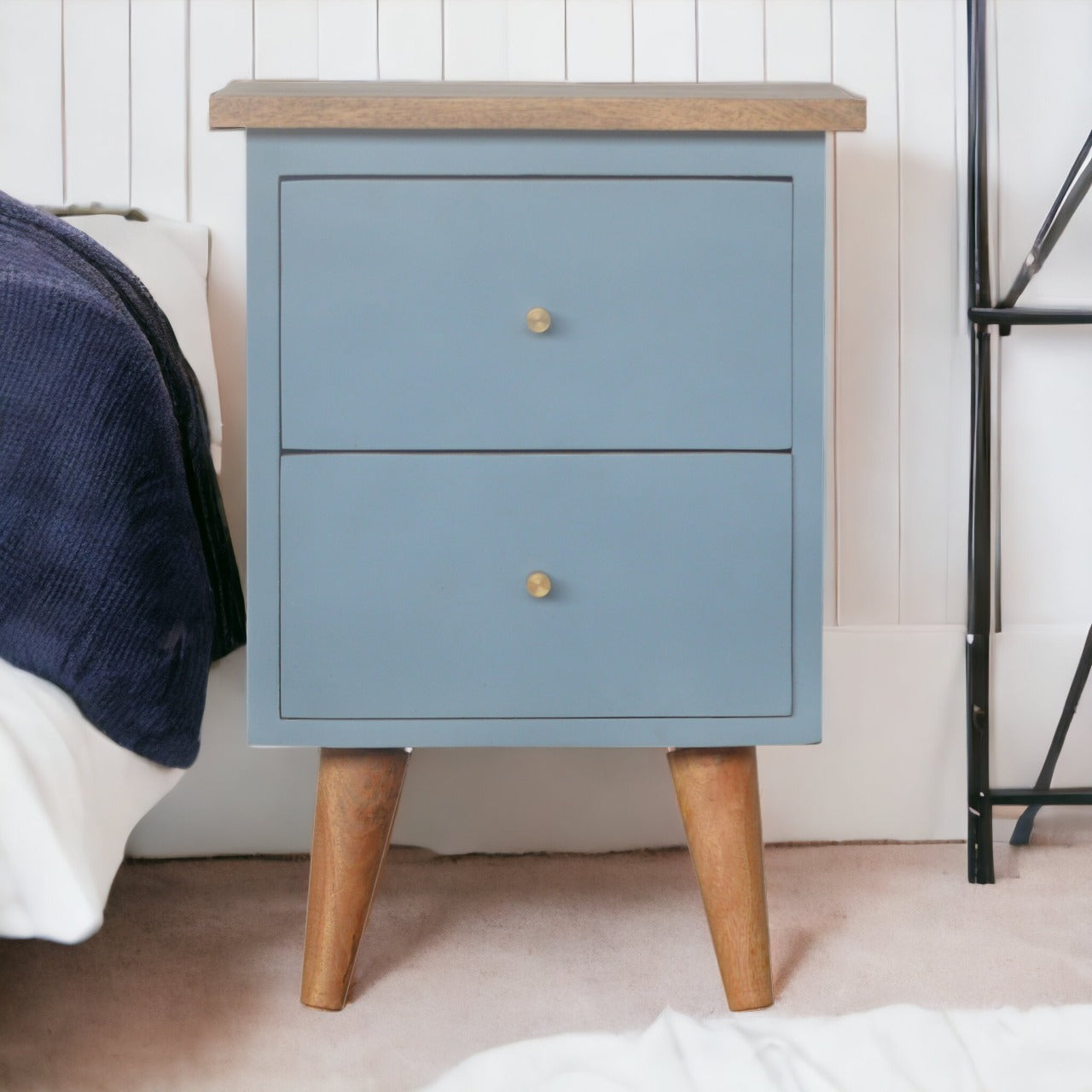 Blue Hand Painted Bedside