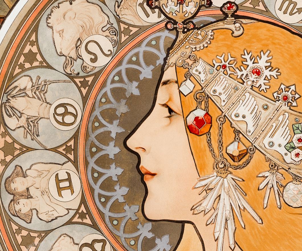 "Zodiaque or La Plume" by Alphonse Mucha on Framed Canvas, Acrylic, Canvas, Framed Prints or Print-only