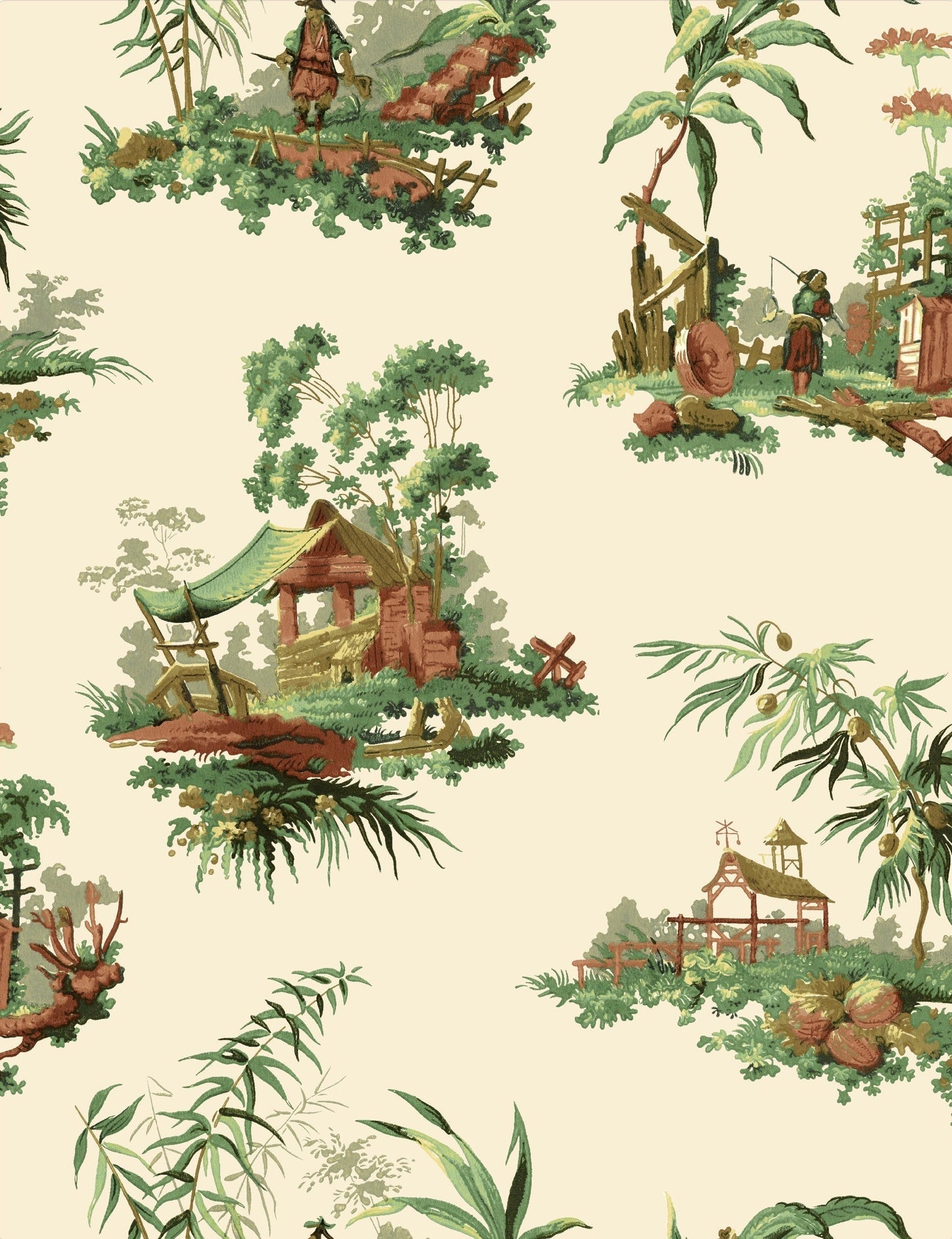 Vintage Oriental Wallpaper - Celadon