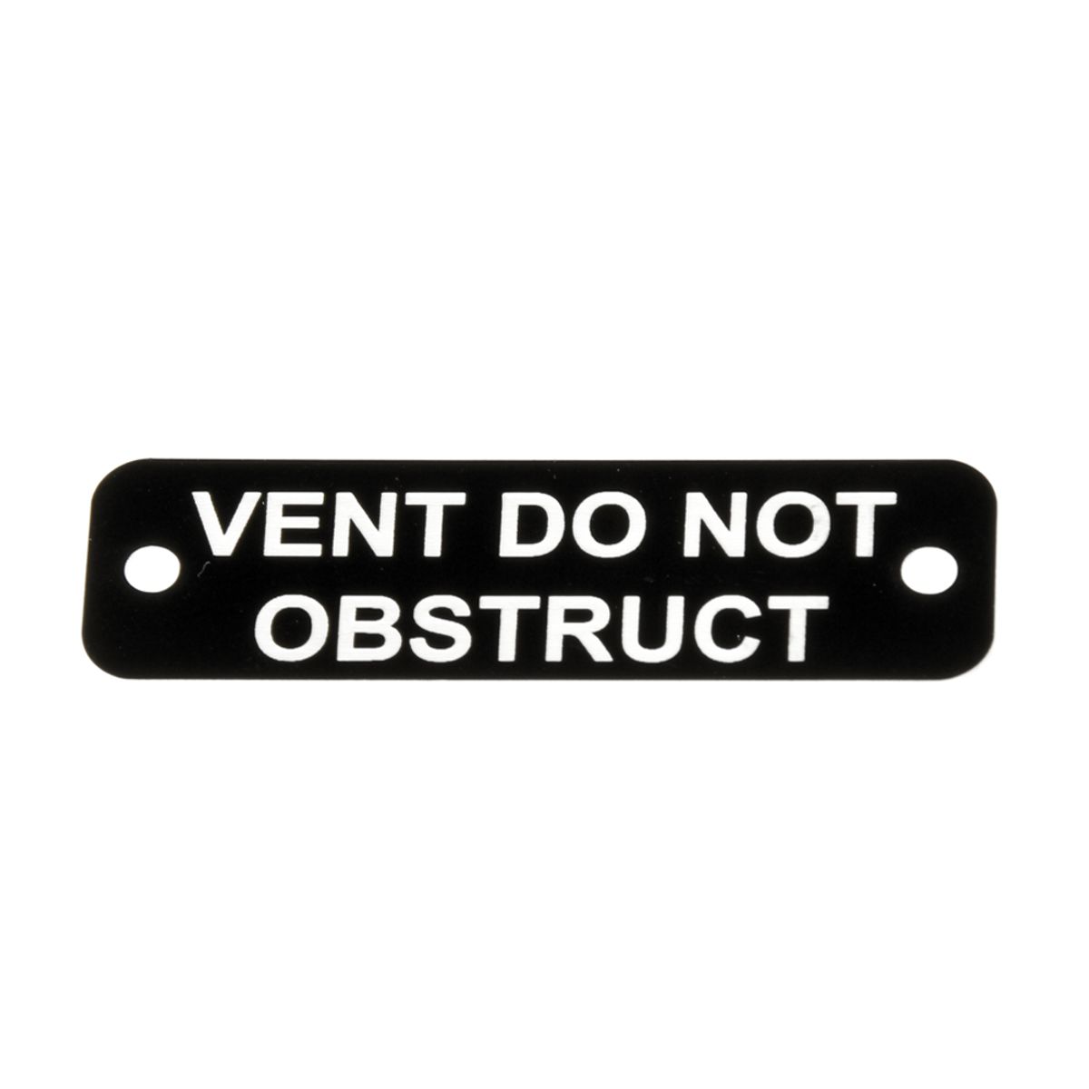 Vent Do Not Obstruct Label (S) Black with White Engraving 75mm x 22mm JBL13B