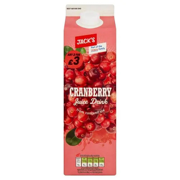 Jack's Cranberry Juice Drink from Concentrate 1 Litre (Case of 6)