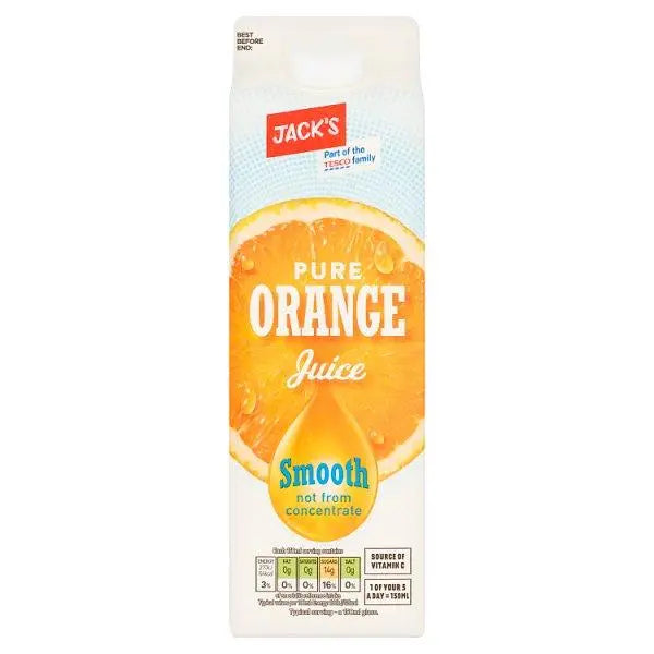 Jack's Pure Orange Juice Smooth not from Concentrate 1 Litre (Case of 6)