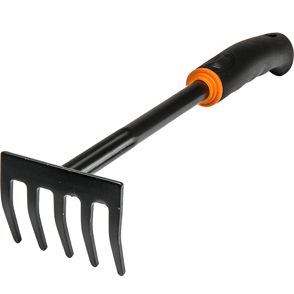Garden Rake Heavy Duty, Garden Tools, 9cm Wide 32cm Long, Garden Rake for Soil, Allotment Equipment, Hand Rake for Gardening, Rubberised Ergonomic Handle, Carbon Steel, Soil Rake