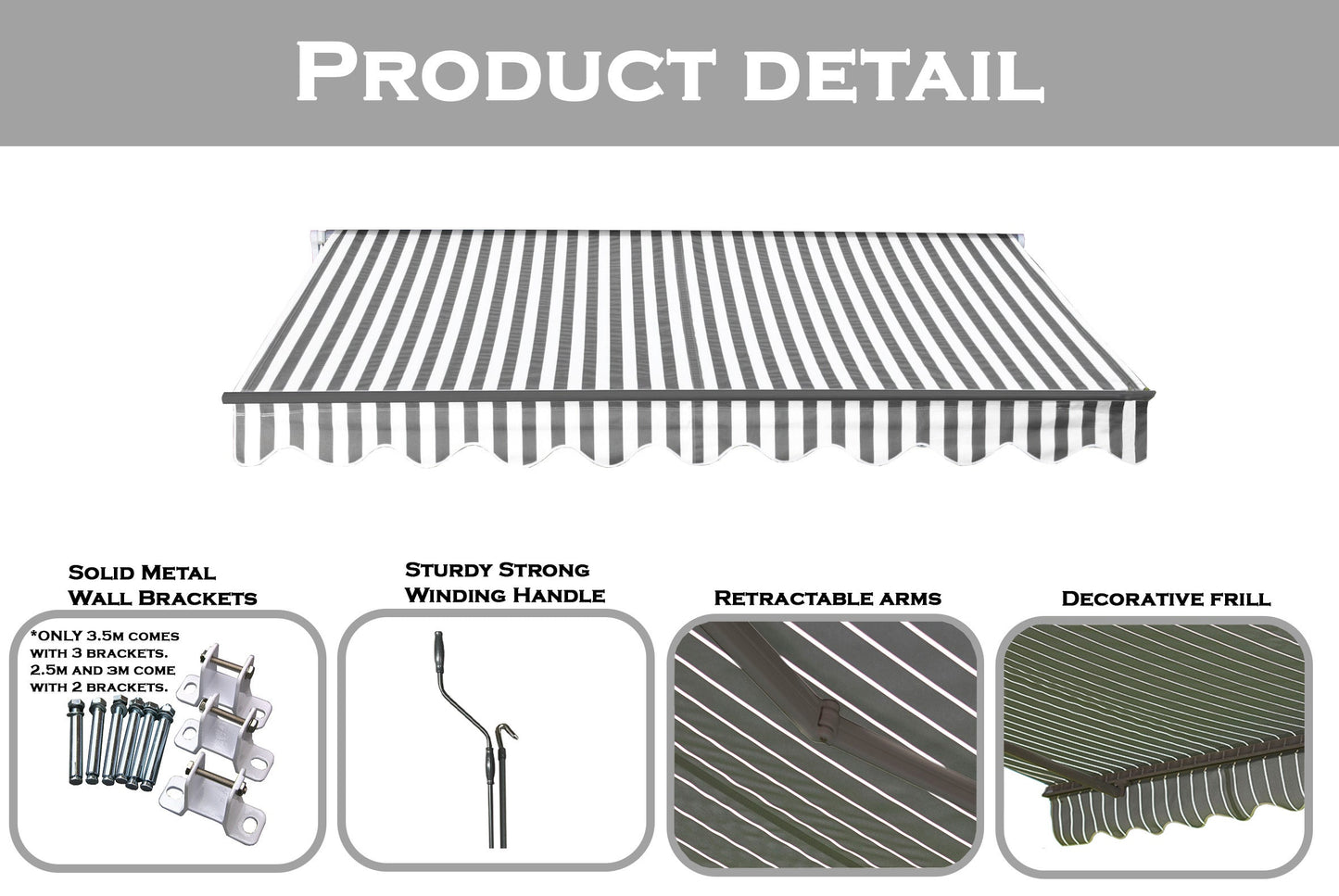 Greenhurst Easy Fit Kensington Patio Awning | 2.5m, 3m & 3.5m