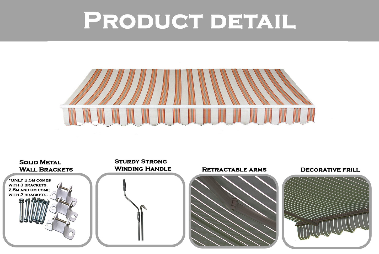 Greenhurst Easy Fit Kingston Patio Awning | 2.5m, 3m & 3.5m