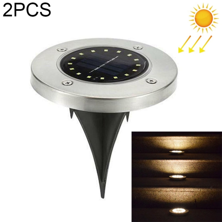 2 PCS 16 LEDs Solar Powered Buried Light Under Ground Lamp IP65 Waterproof Outdoor Garden Street Light, 16 LEDs
