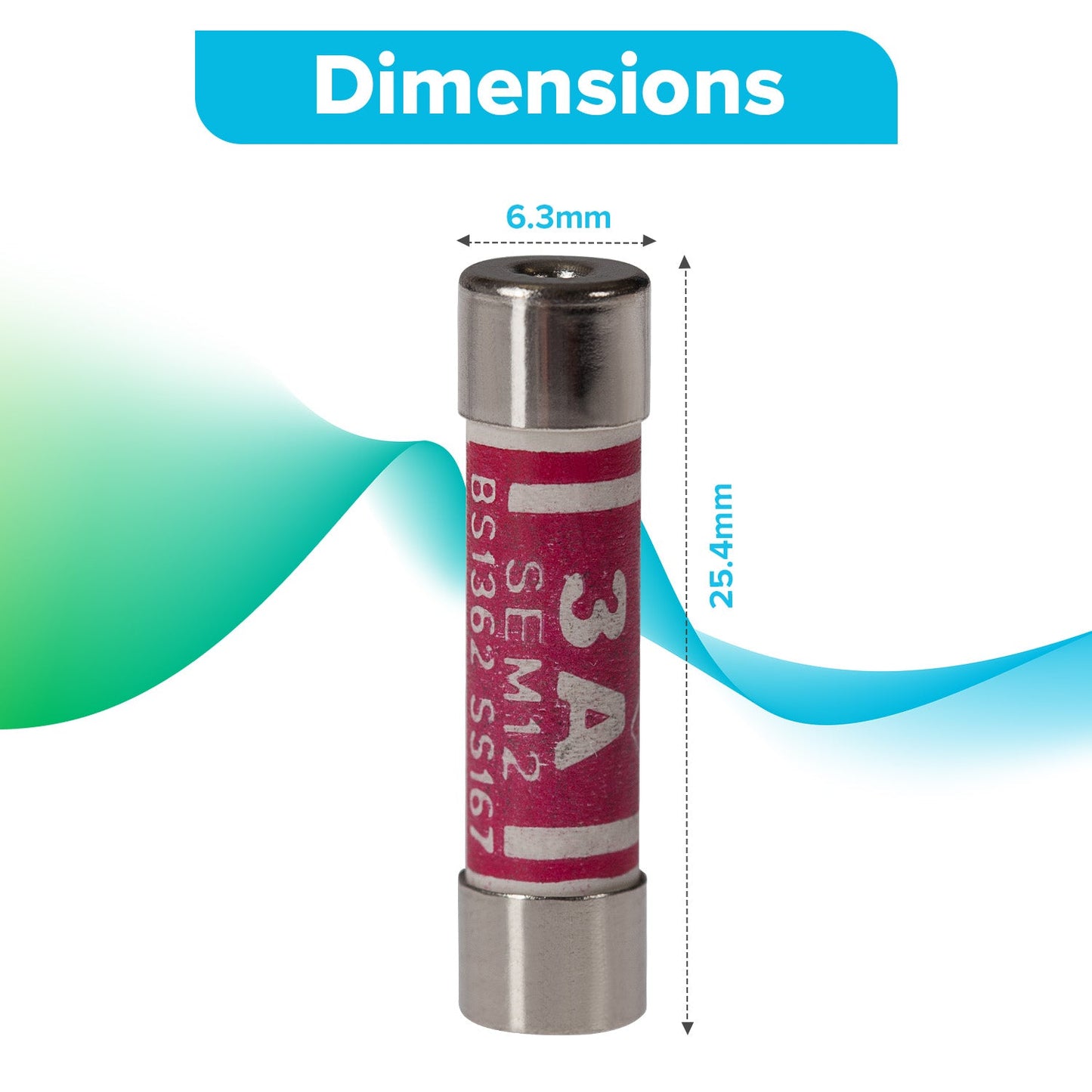 Maplin 3 Amp Plug Fuse BS1362 25.4 x 6.4mm - Pack of 10