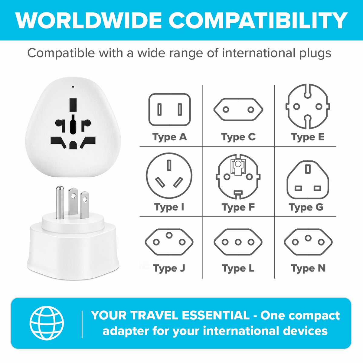 Maplin US Plug to Worldwide Socket Travel Adapter Plug