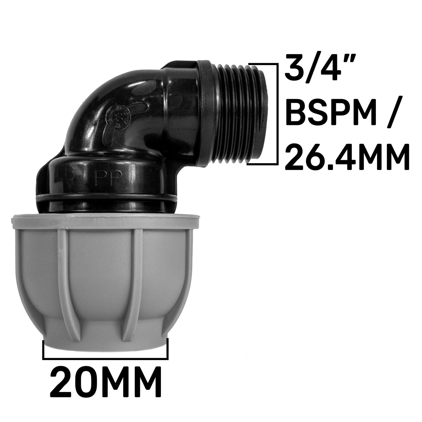 IBC 2 S60X6 Cap with Lever Valve and 20mm MDPE Elbow for Drip Irrigation Fitting