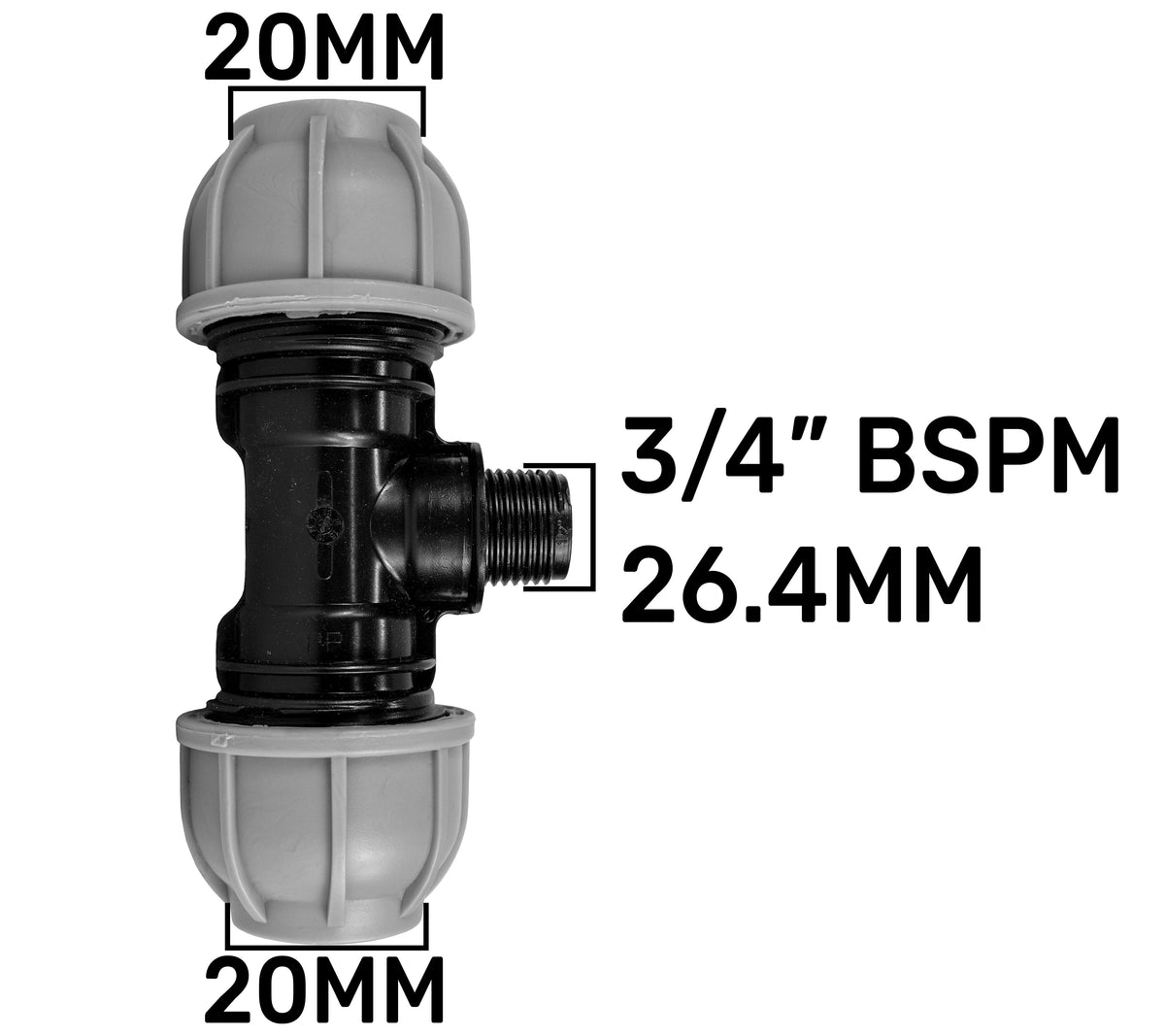 IBC 2” S60X6 – 3/4" BSPF Extender Adaptor with MDPE Tee 20mm