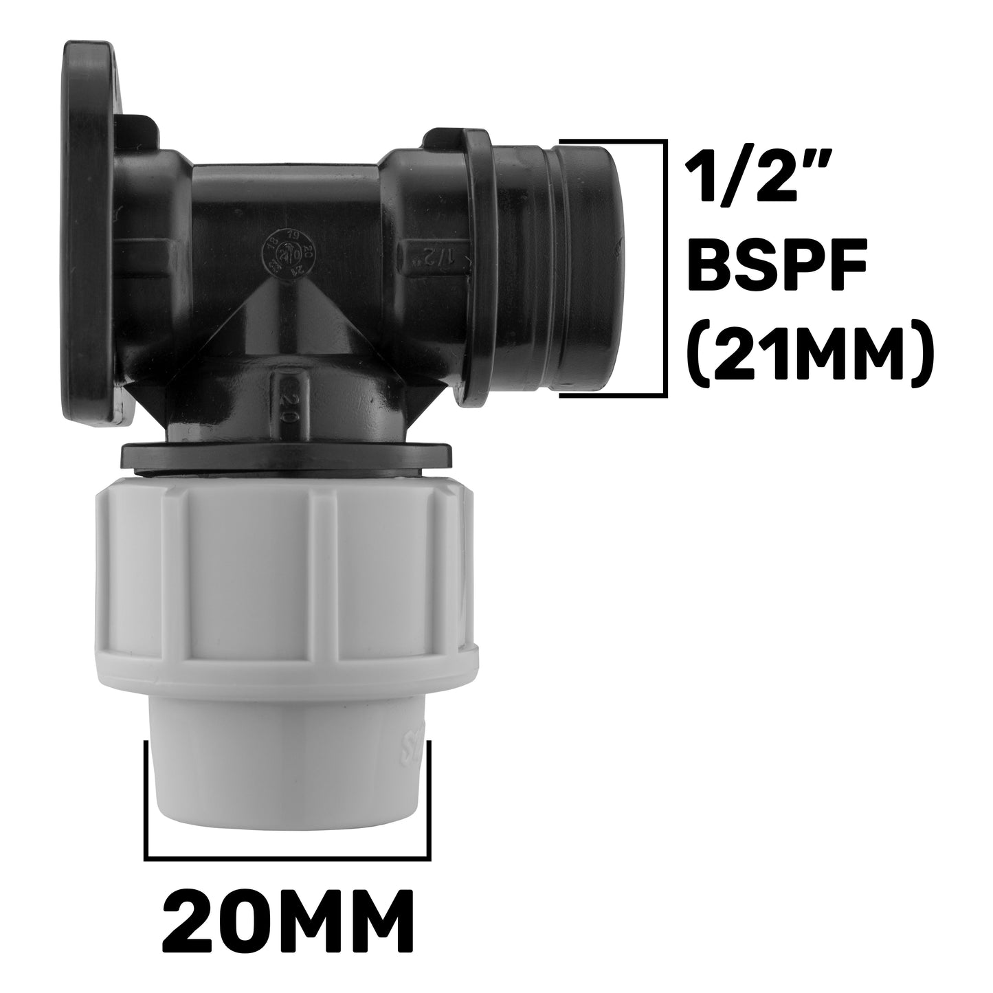 Wall Flange Kit 20mm MDPE - Lever Valve and Geka 1/2in Claw Coupling Tap Adapter