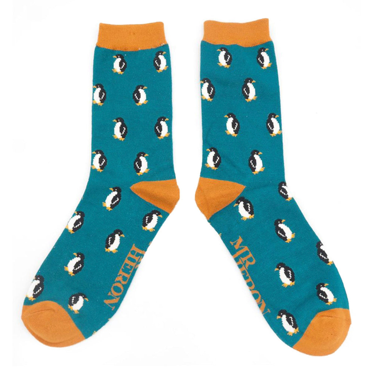 1 Pack Mens Novelty Teal Penguin Bamboo Socks