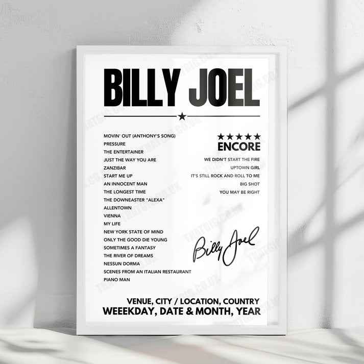 Billy Joel Setlist Poster - Comerica Park - July 9th, 2022