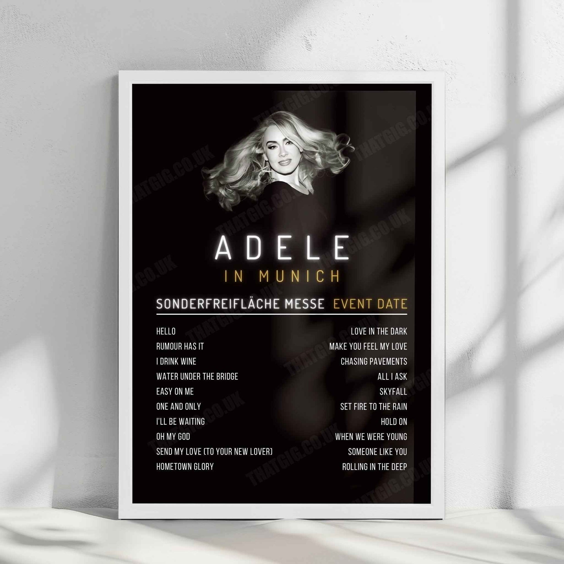 Adele Setlist Poster - Sonderfreifläche Messe, Munich - August 24th, 2024