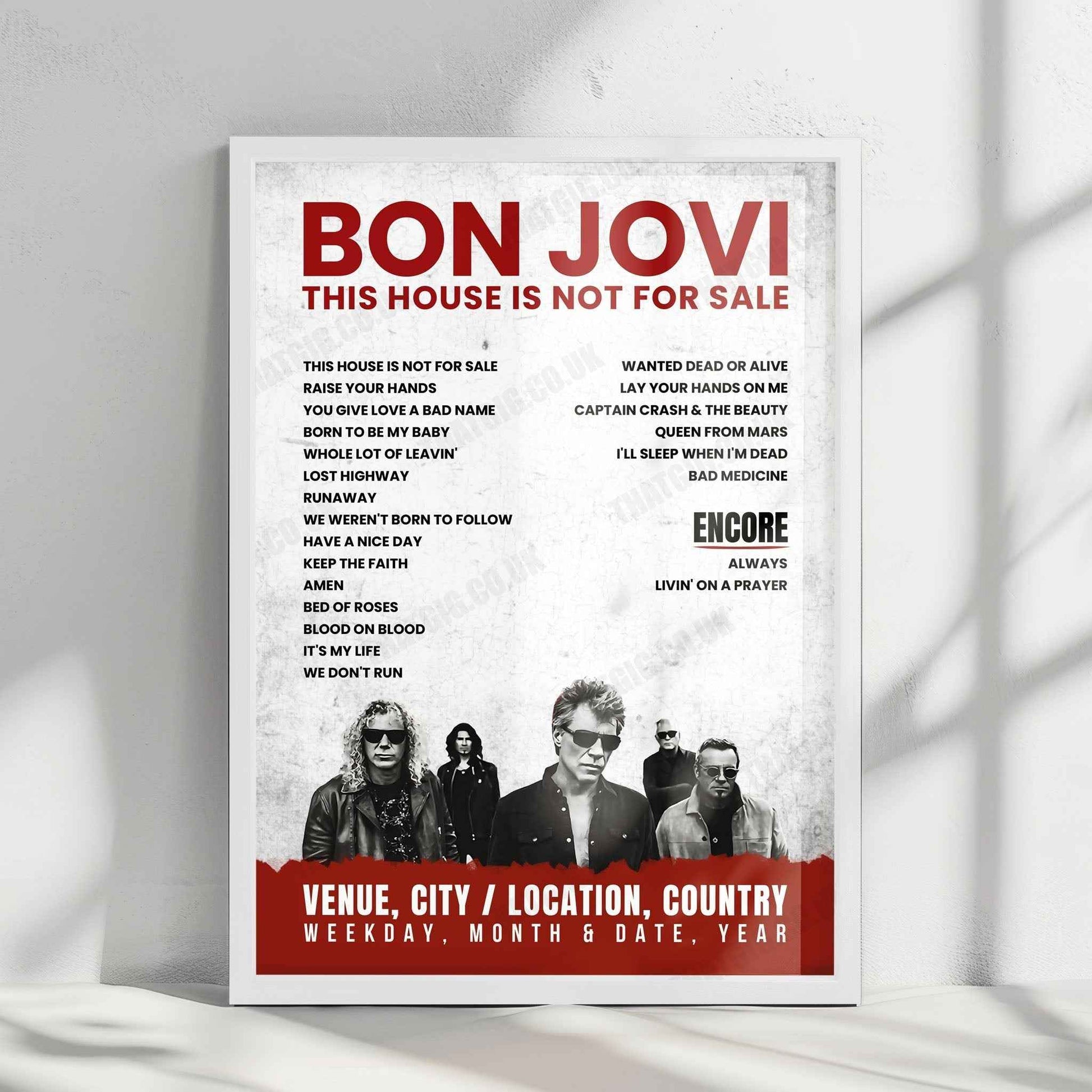 Bon Jovi Setlist Poster - Chesapeake Energy Arena, Oklahoma City - February 21st, 2017