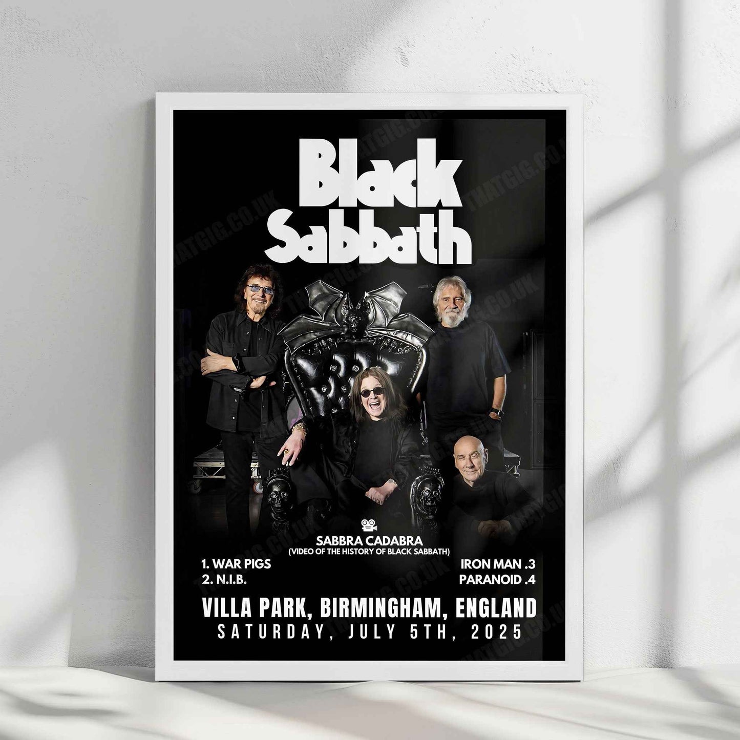 Black Sabbath Setlist Poster - Back to the Beginning - Villa Park, Birmingham - July 5th, 2025