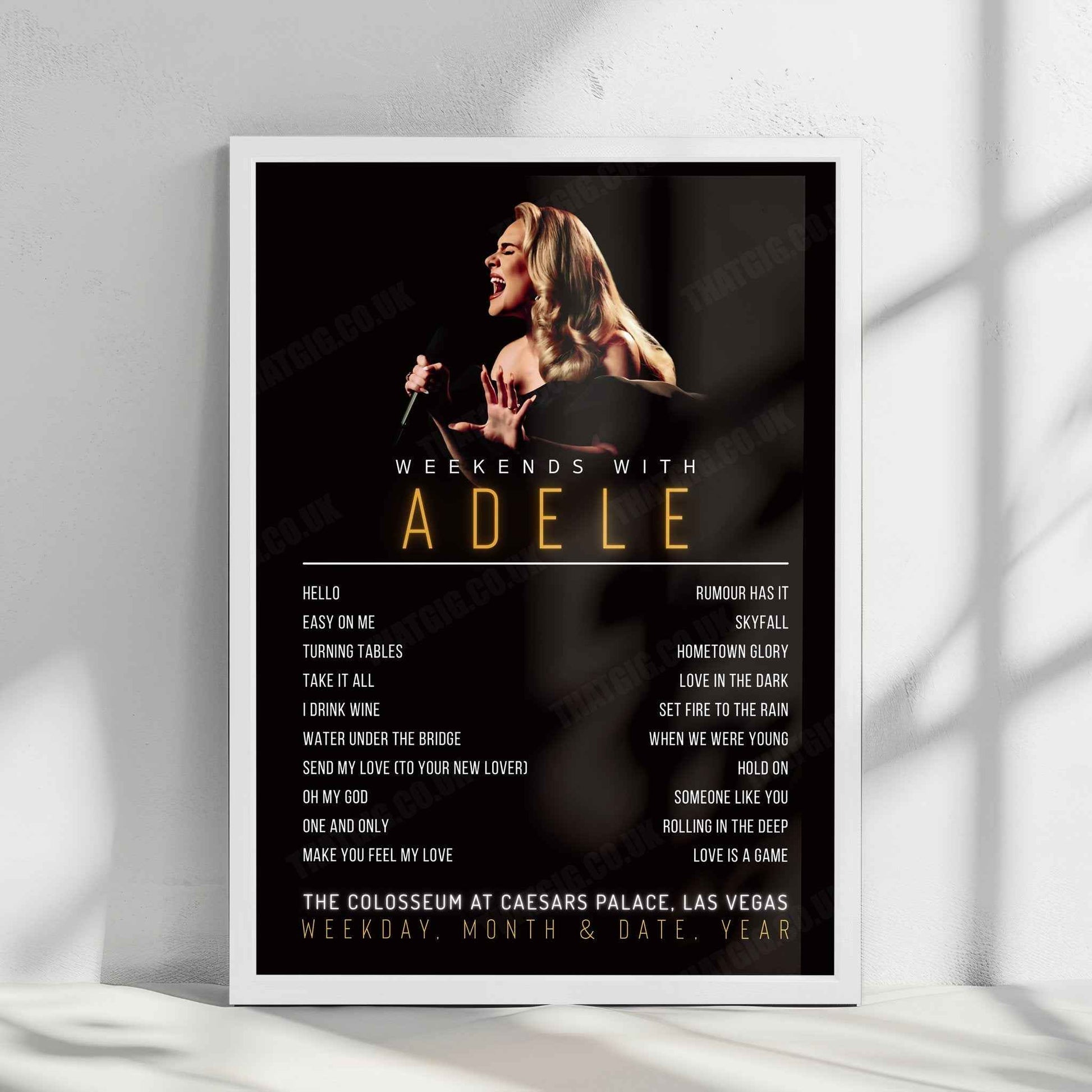 Adele Setlist Poster - The Colosseum at Caesars Palace, Las Vegas - January 20th, 2023
