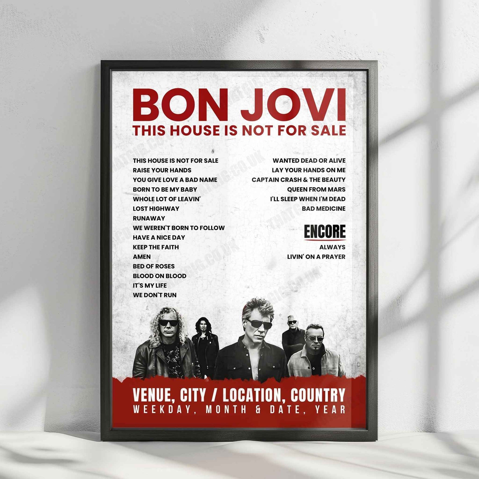 Bon Jovi Setlist Poster - Chesapeake Energy Arena, Oklahoma City - February 21st, 2017
