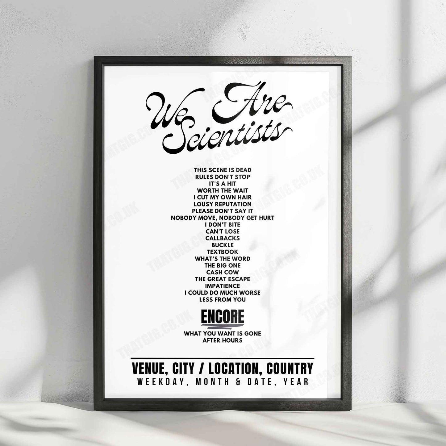 We Are Scientists Setlist Poster - Knust, Hamburg - May 5th, 2025