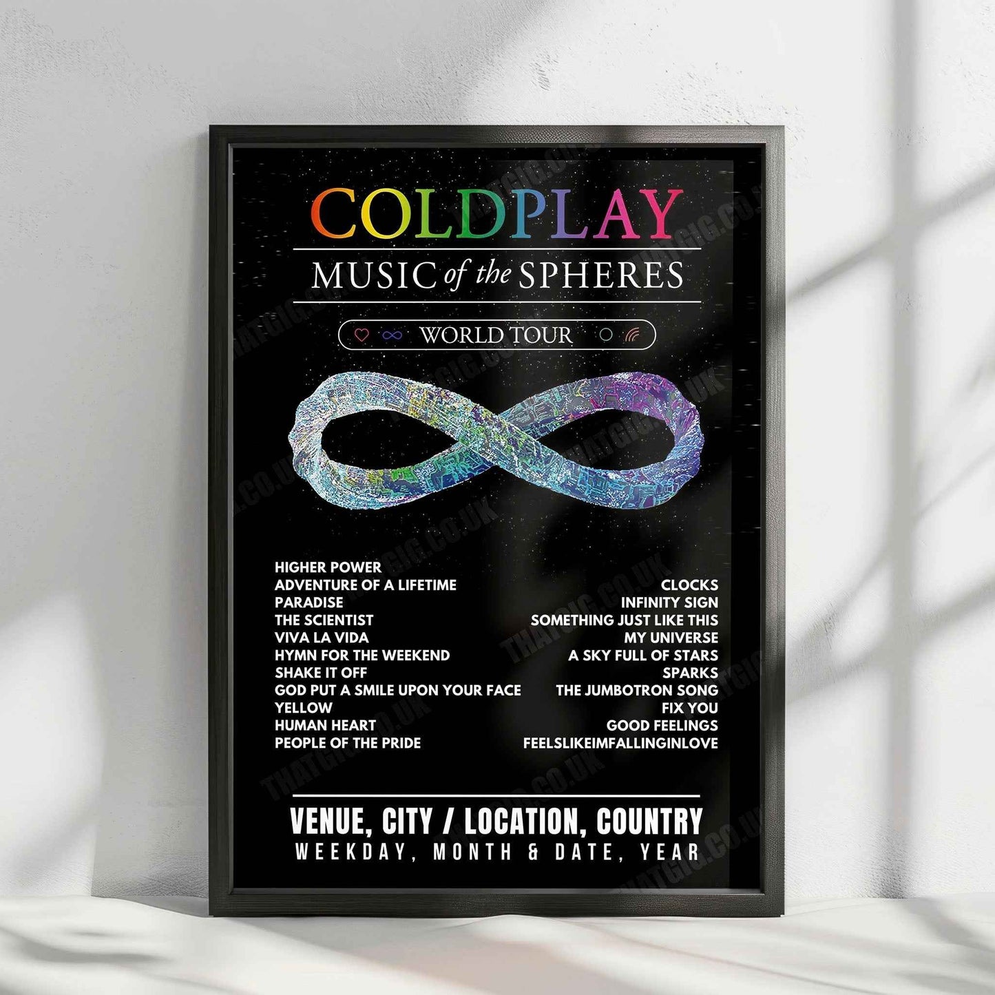 Coldplay Setlist Poster - Eden Park, Auckland - November 13th, 2024