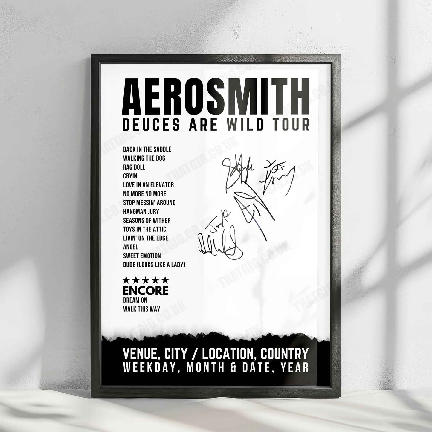 Aerosmith Setlist Poster - Park Theater at Park MGM, Las Vegas - July 4th, 2019