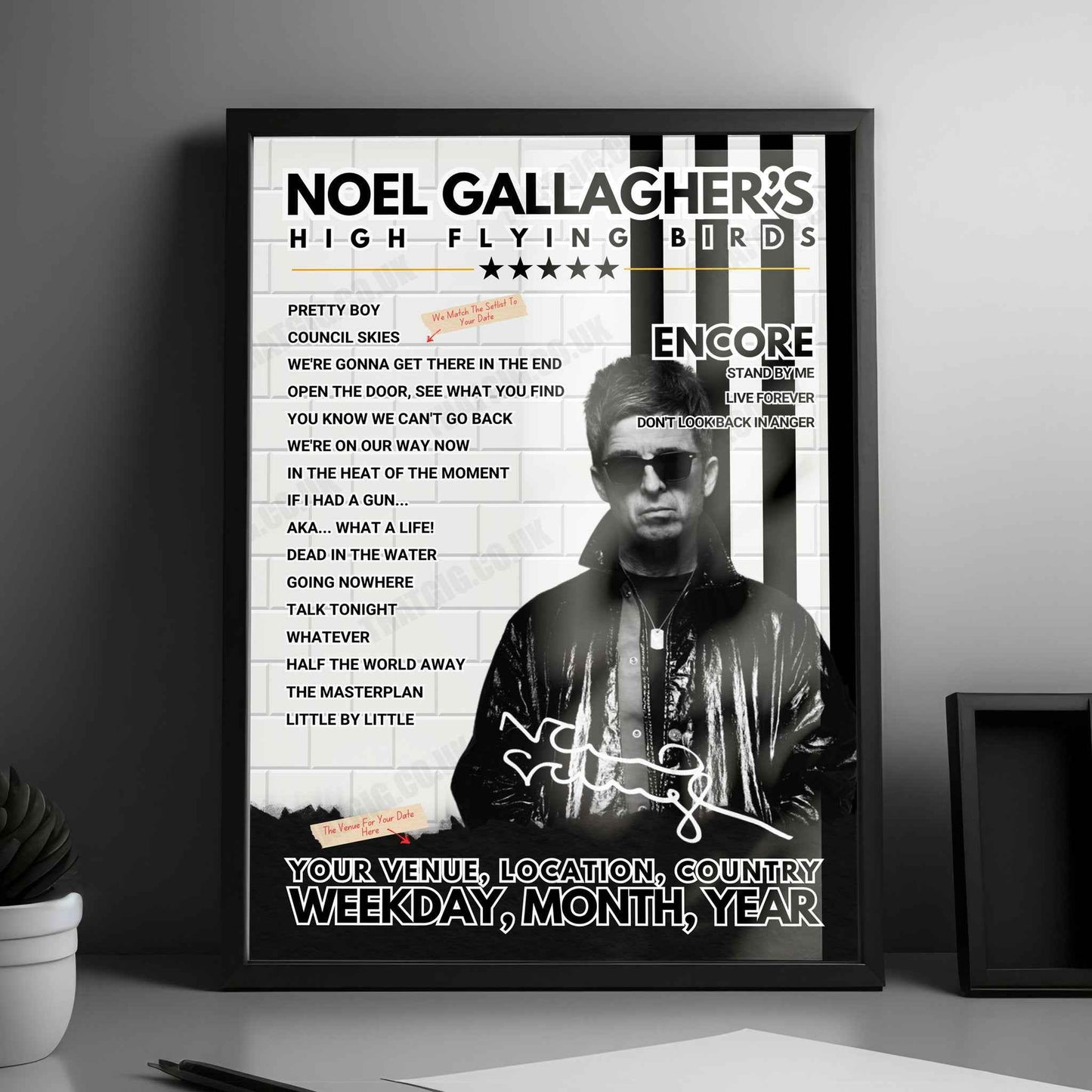 Noel Gallagher’s High Flying Birds Setlist Poster - Alexandra Park, London, England - July 20th, 2024
