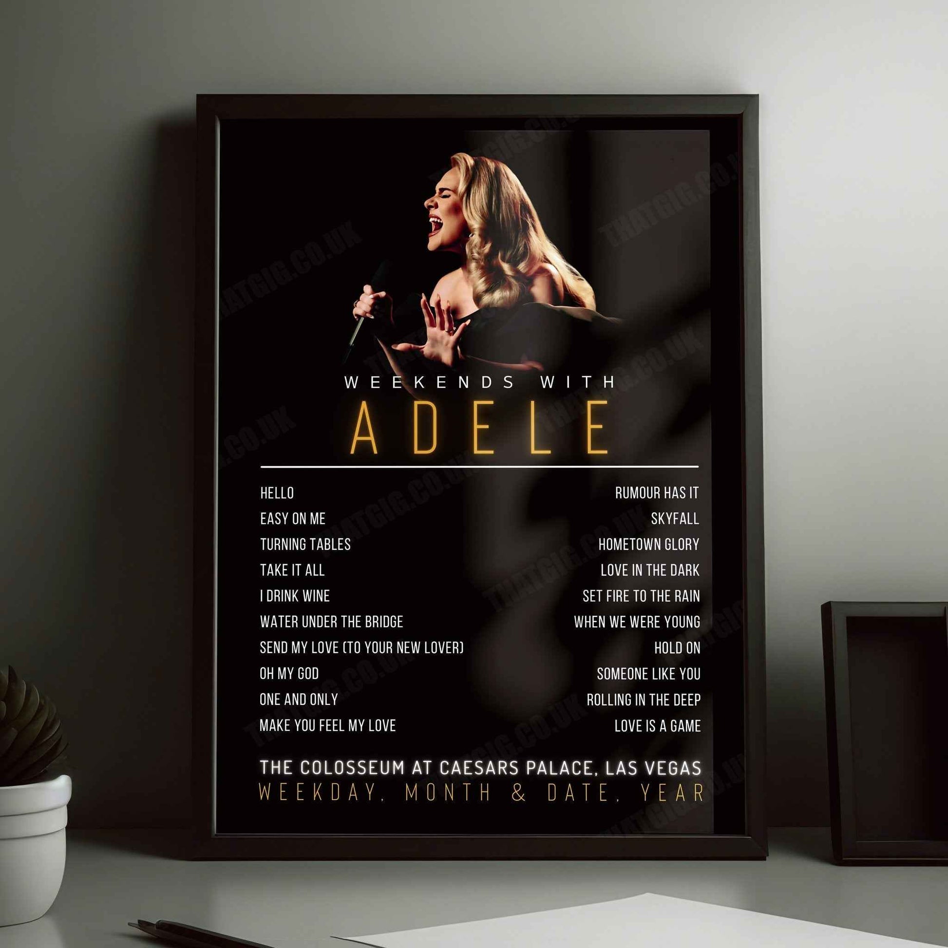 Adele Setlist Poster - The Colosseum at Caesars Palace, Las Vegas - January 20th, 2023
