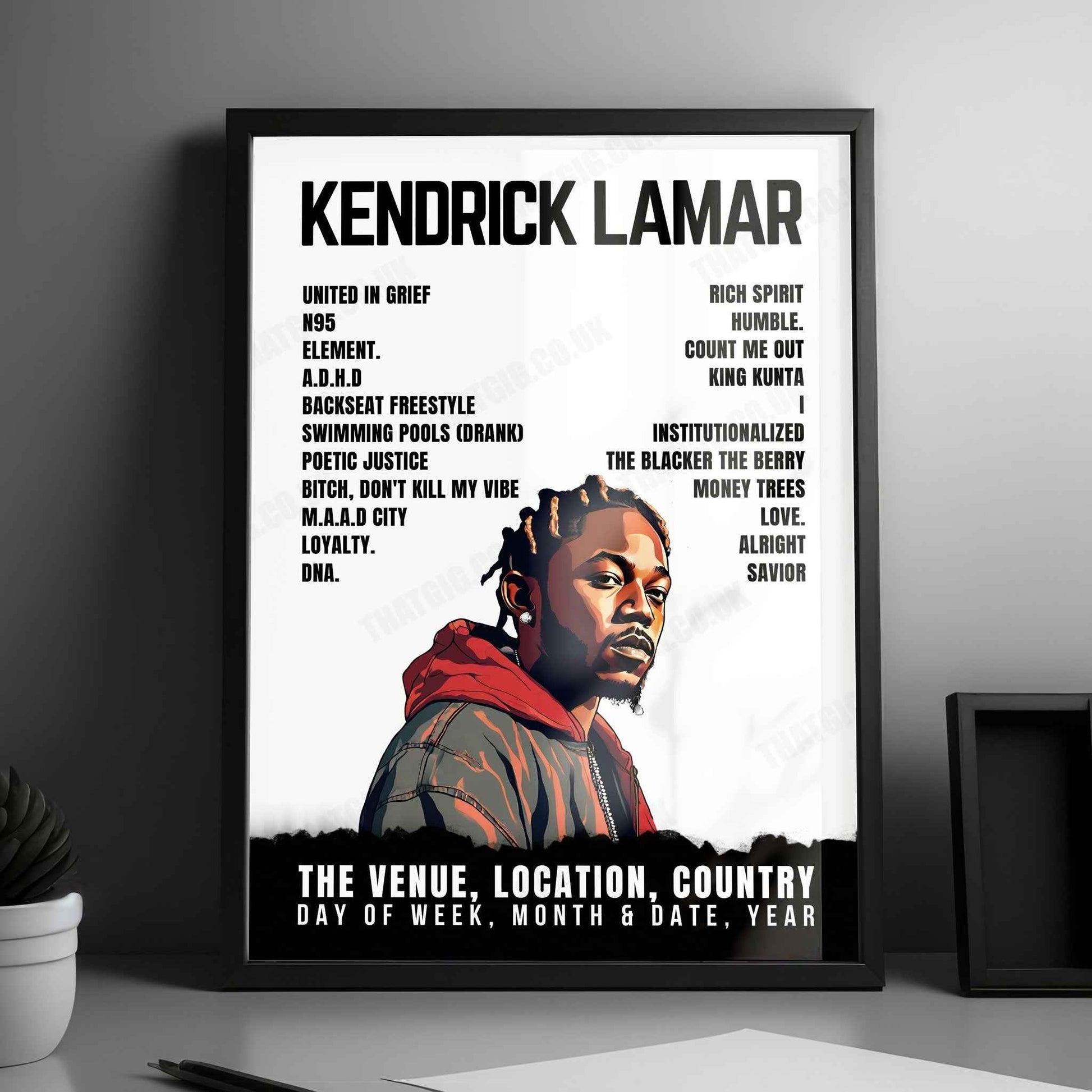 Kendrick Lamar Setlist Poster - Utilita Arena, Newcastle upon Tyne - November 4th, 2022