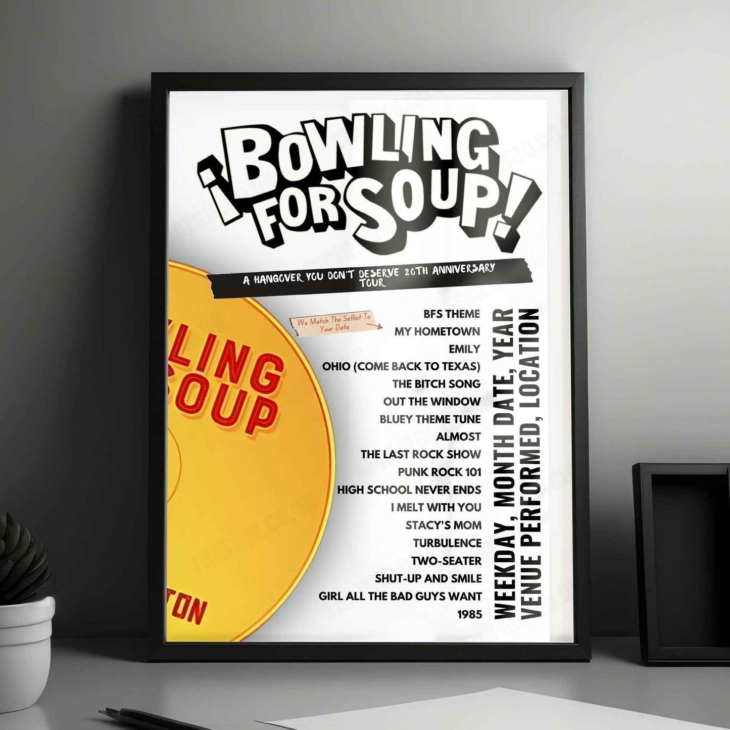 Bowling for Soup Setlist Poster - Metro Theatre, Sydney - December 10th, 2024