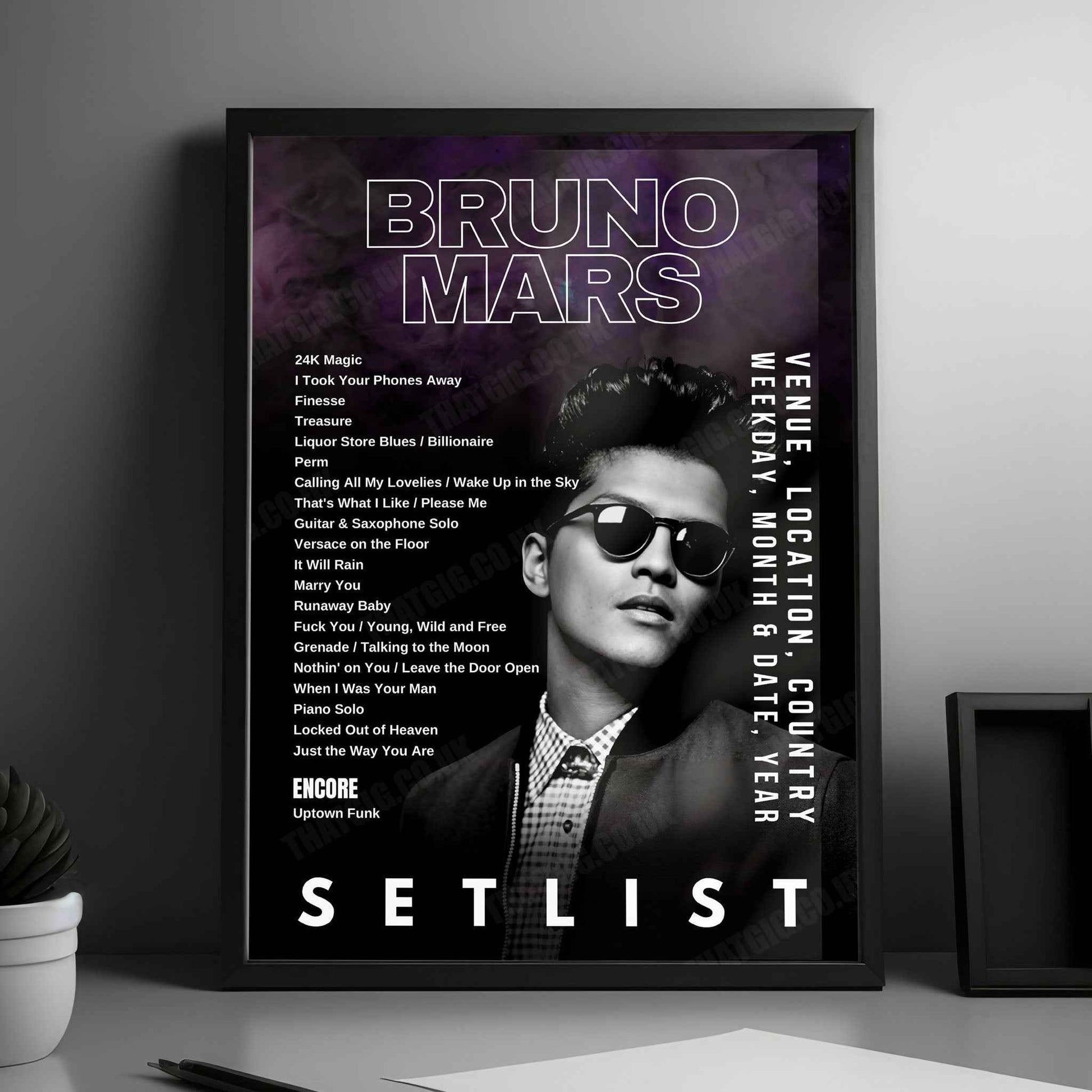Bruno Mars Setlist Poster - Dolby Live at Park MGM, Las Vegas - June 12th, 2024