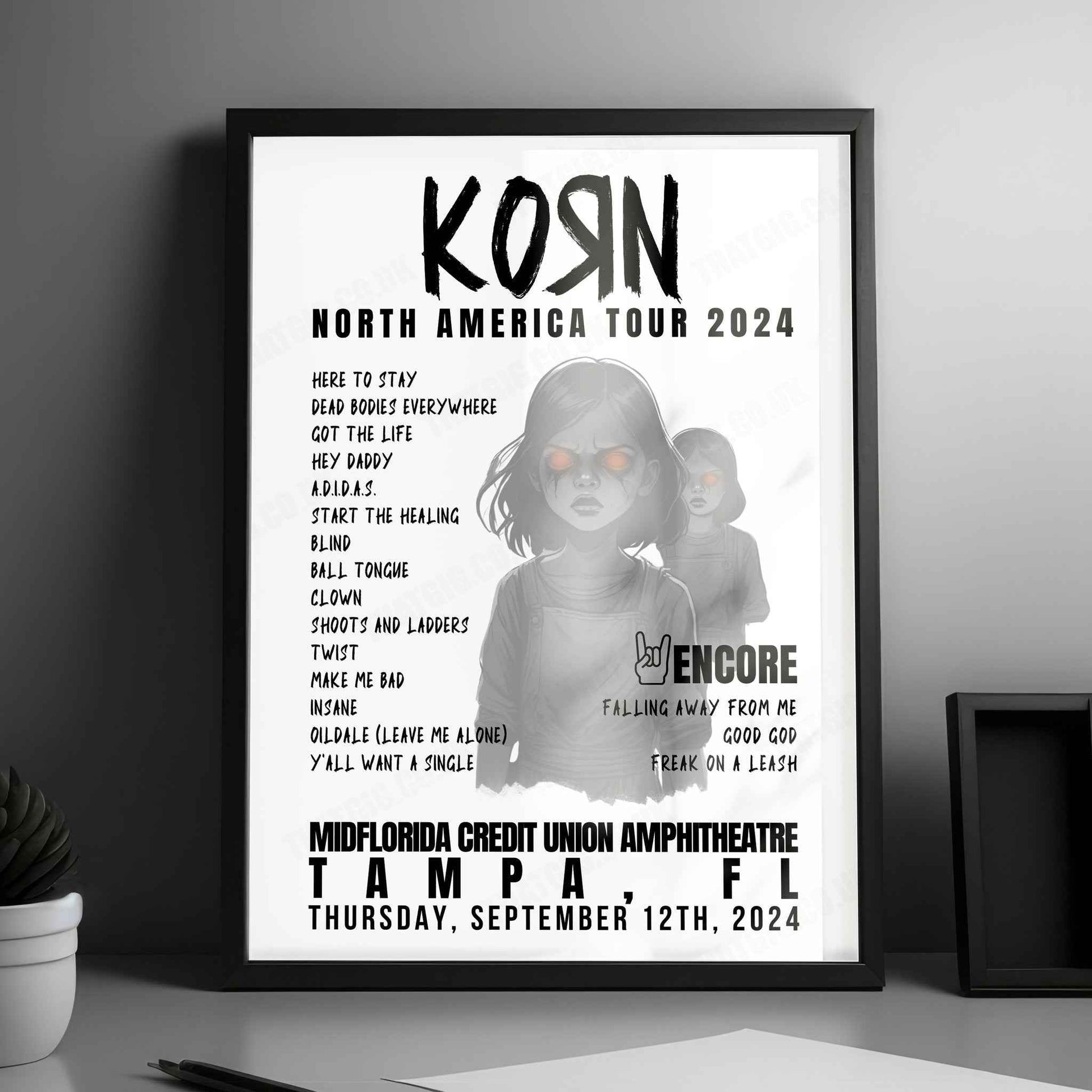 Korn Setlist Poster, Freedom Mortgage Pavilion, Camden - September 20th, 2024