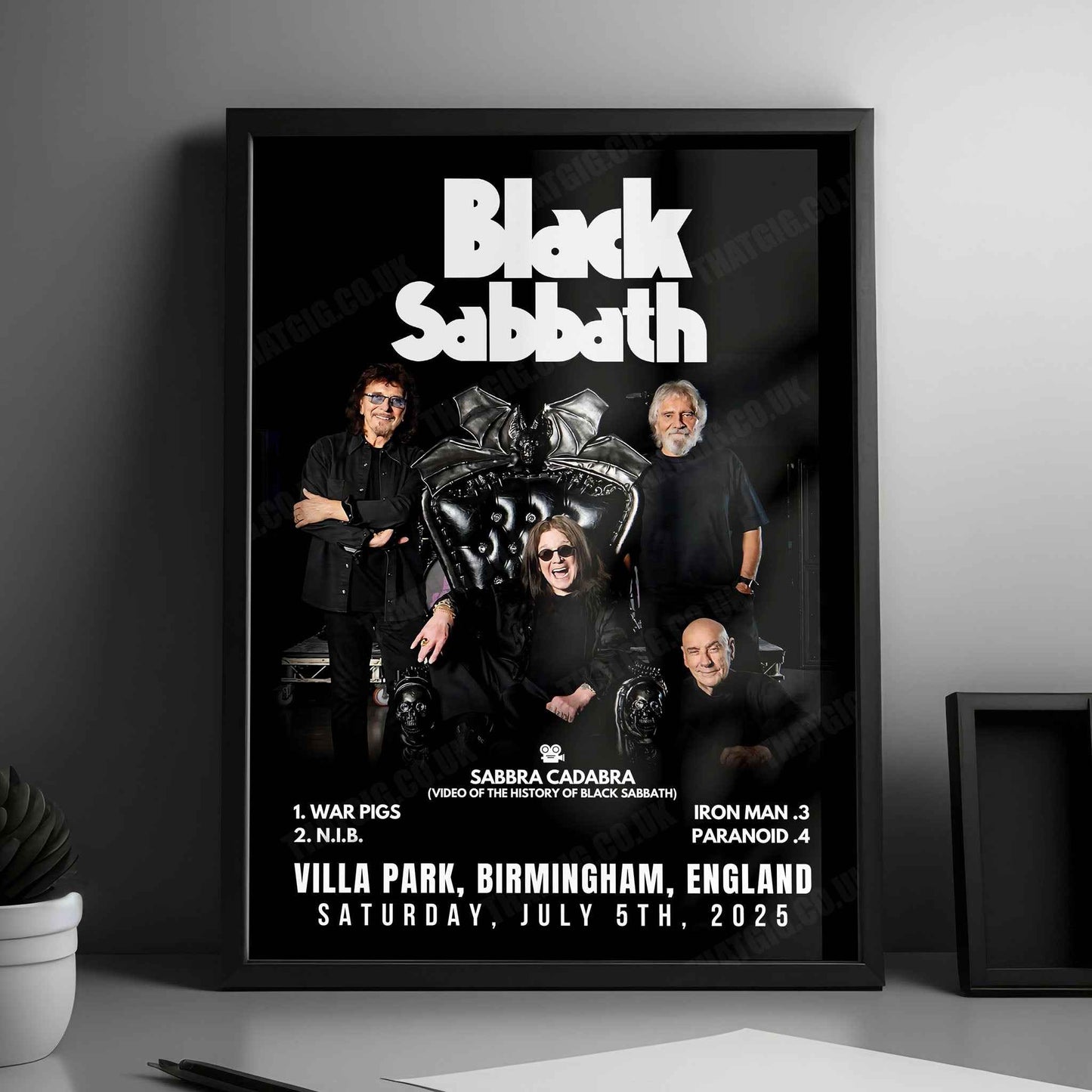 Black Sabbath Setlist Poster - Back to the Beginning - Villa Park, Birmingham - July 5th, 2025