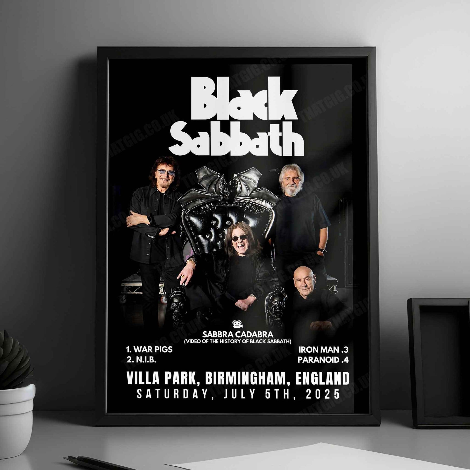 Black Sabbath Setlist Poster - Back to the Beginning - Villa Park, Birmingham - July 5th, 2025