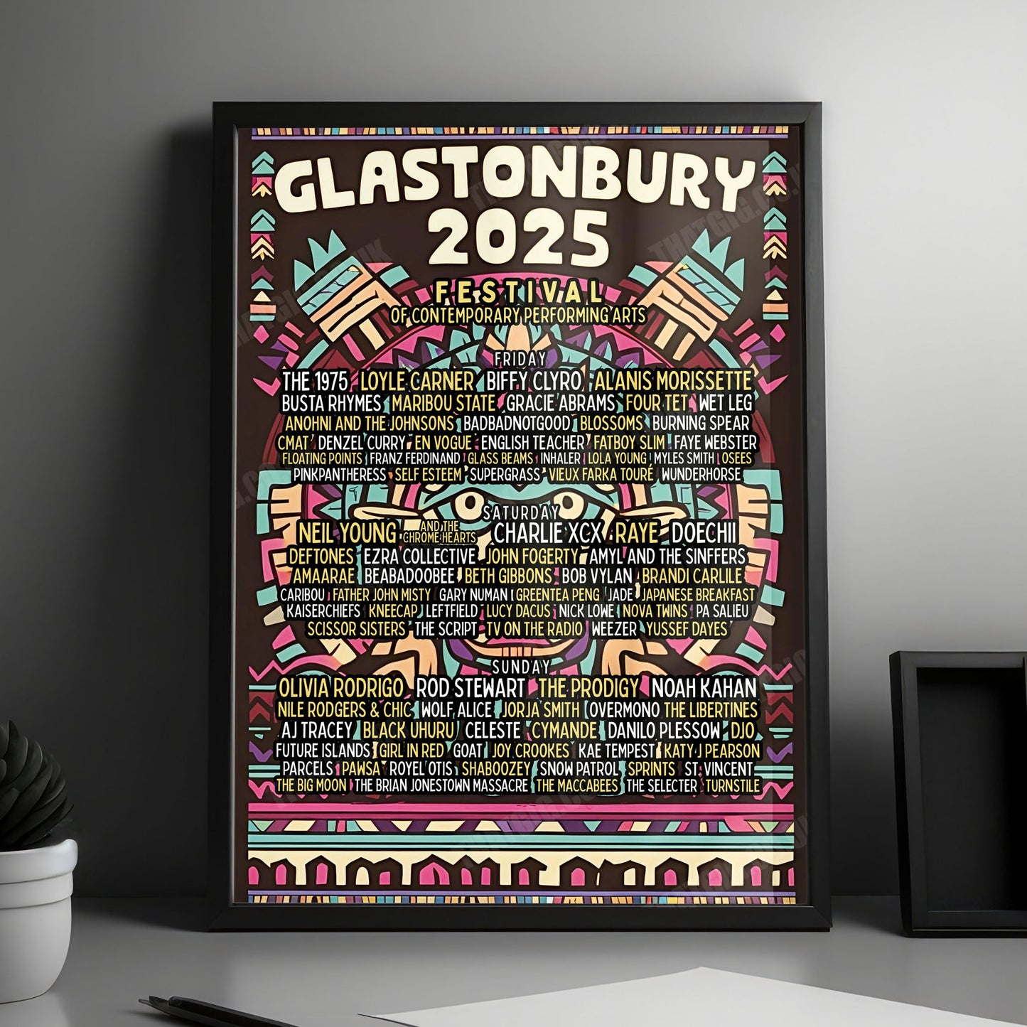 Glastonbury Festival Poster 2025 - 3-Day Line-up, Worthy Farm, Pilton
