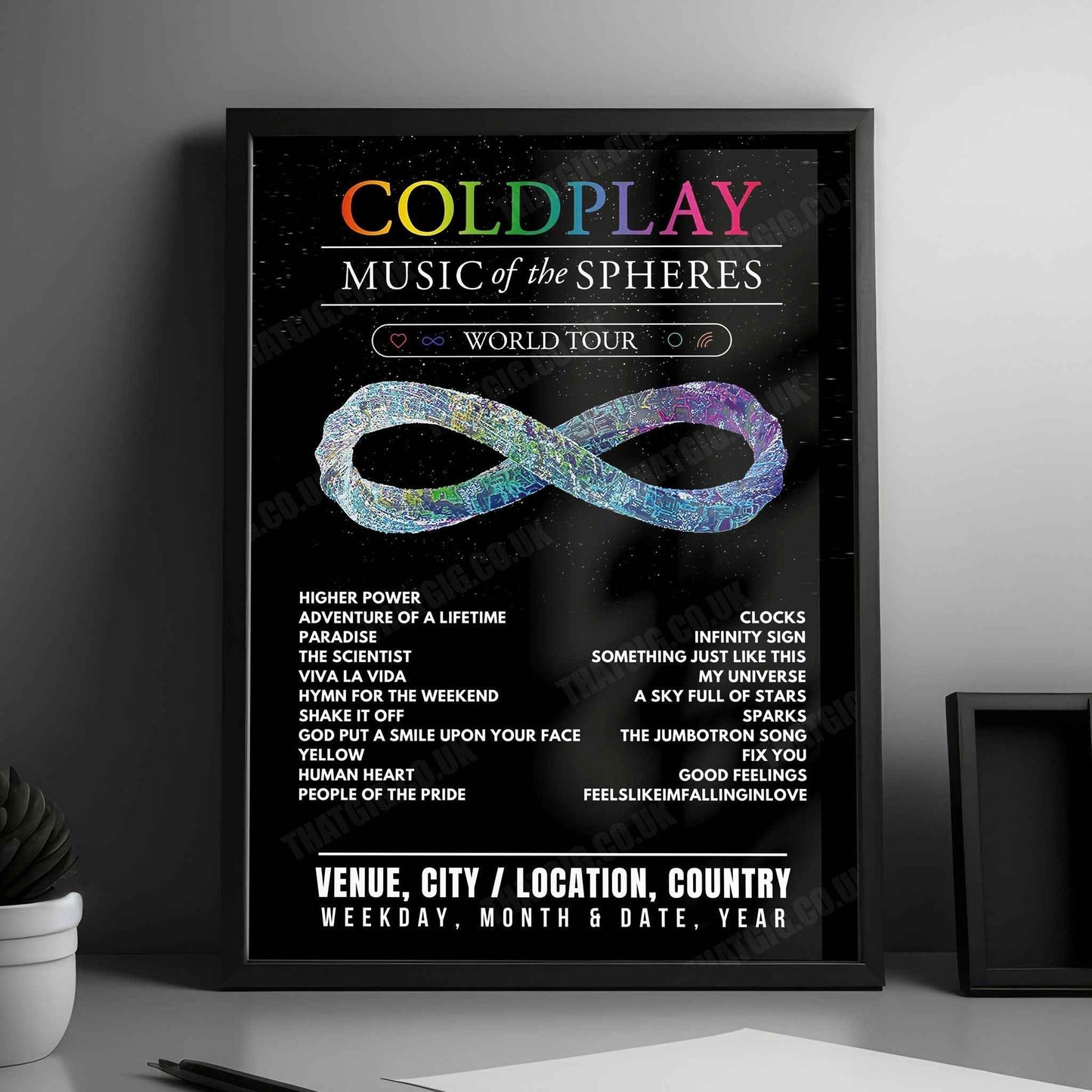 Coldplay Setlist Poster - Zayed Sports City Stadium, Abu Dhabi - January 9th, 2025