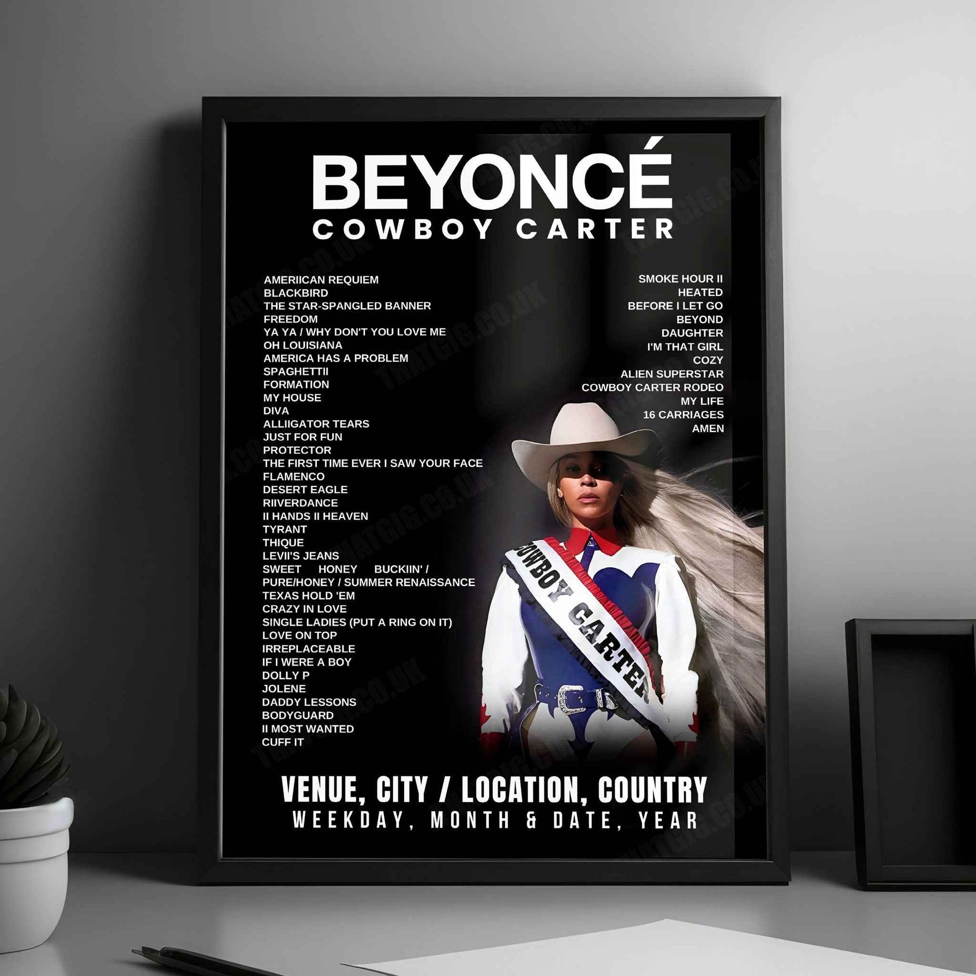 Beyoncé Setlist Poster - Tottenham Hotspur Stadium, London - June 10th, 2025