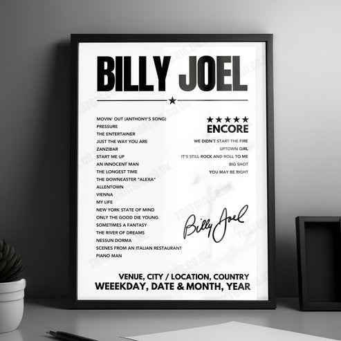 Billy Joel Setlist Poster - Comerica Park - July 9th, 2022