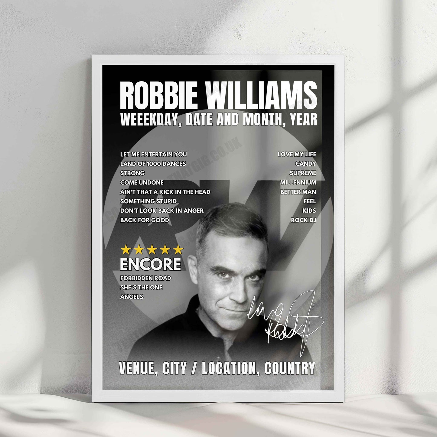 Robbie Williams Setlist Poster - Waldbühne, Berlin - July 22nd, 2025