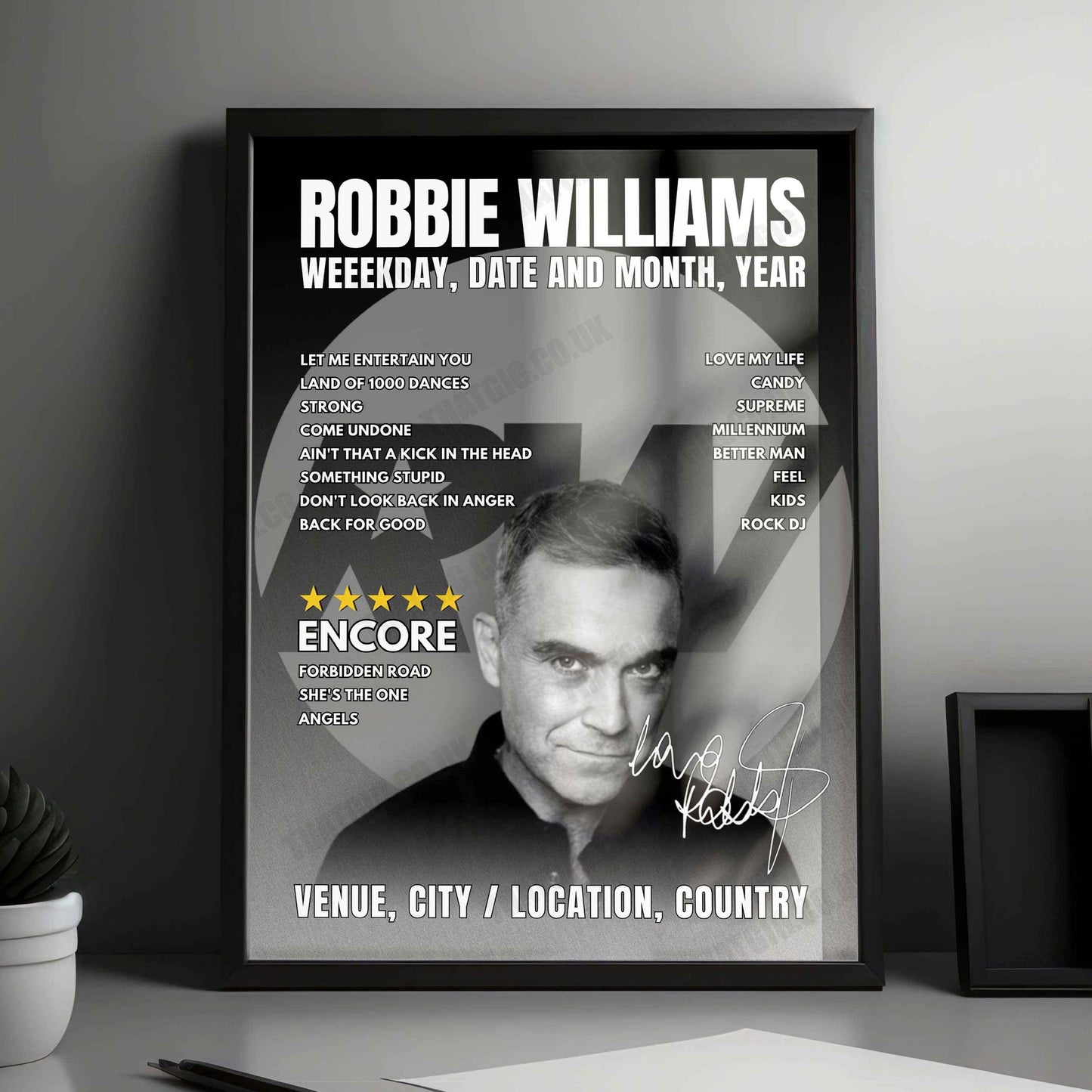 Robbie Williams Setlist Poster - Waldbühne, Berlin - July 22nd, 2025