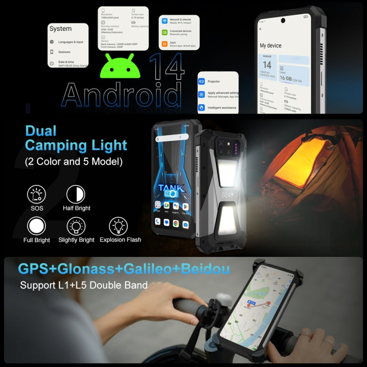 Unihertz 8849 Tank 3S Projector Rugged Phone, 16GB+512GB, 6.79 inch Android 14 Dimensity 8200 Octa Core, Network: 5G (Black)