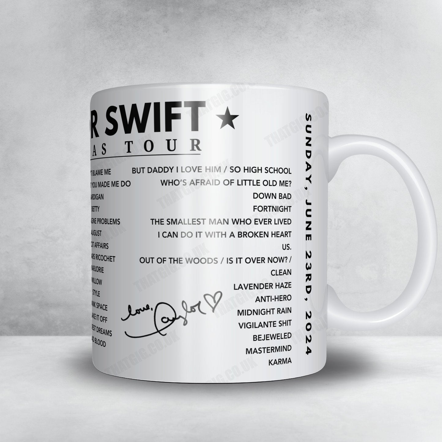 Taylor Swift Setlist Poster - Wembley Stadium, London, June 23rd 2024