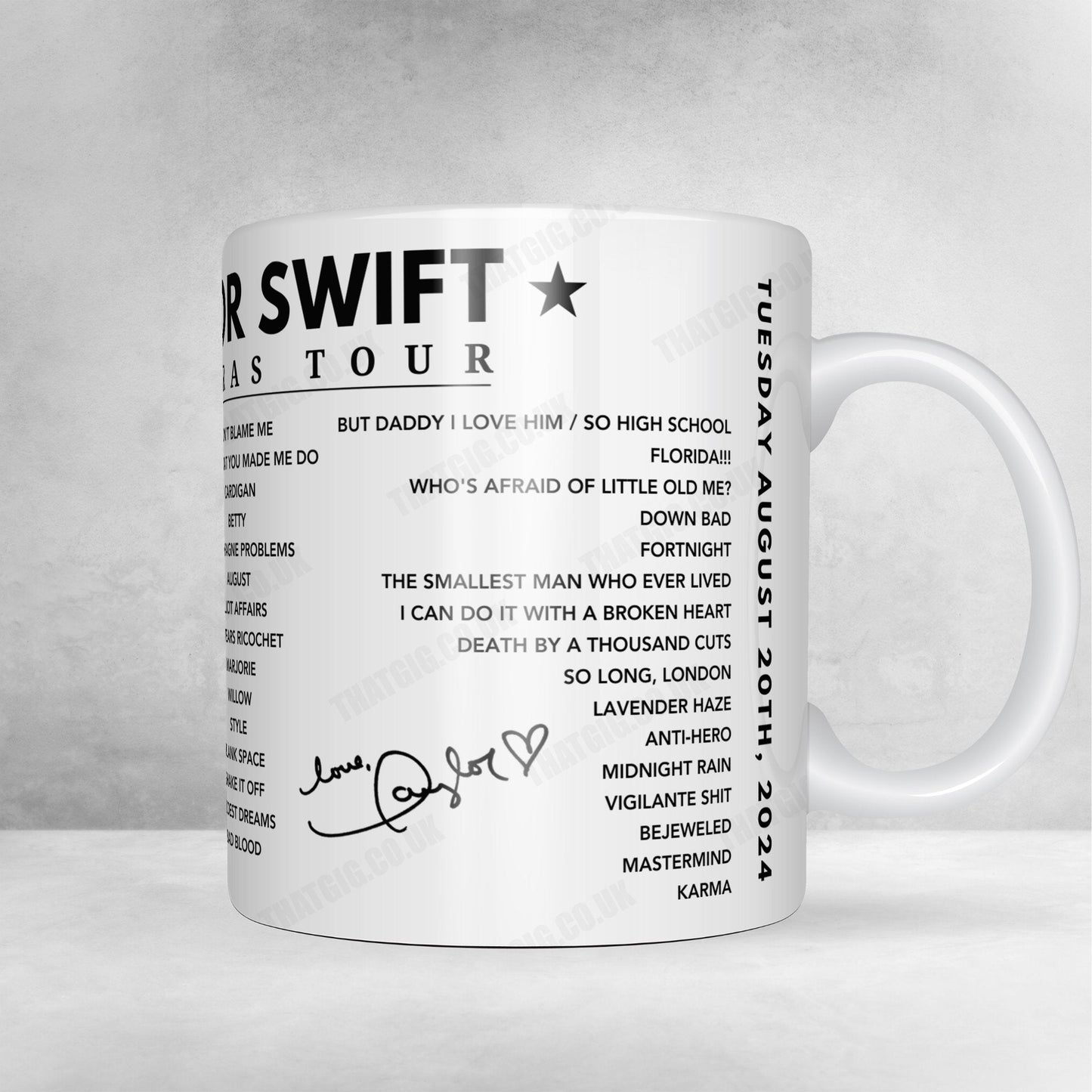 Taylor Swift Setlist Poster - Wembley, London - August 20th, 2024