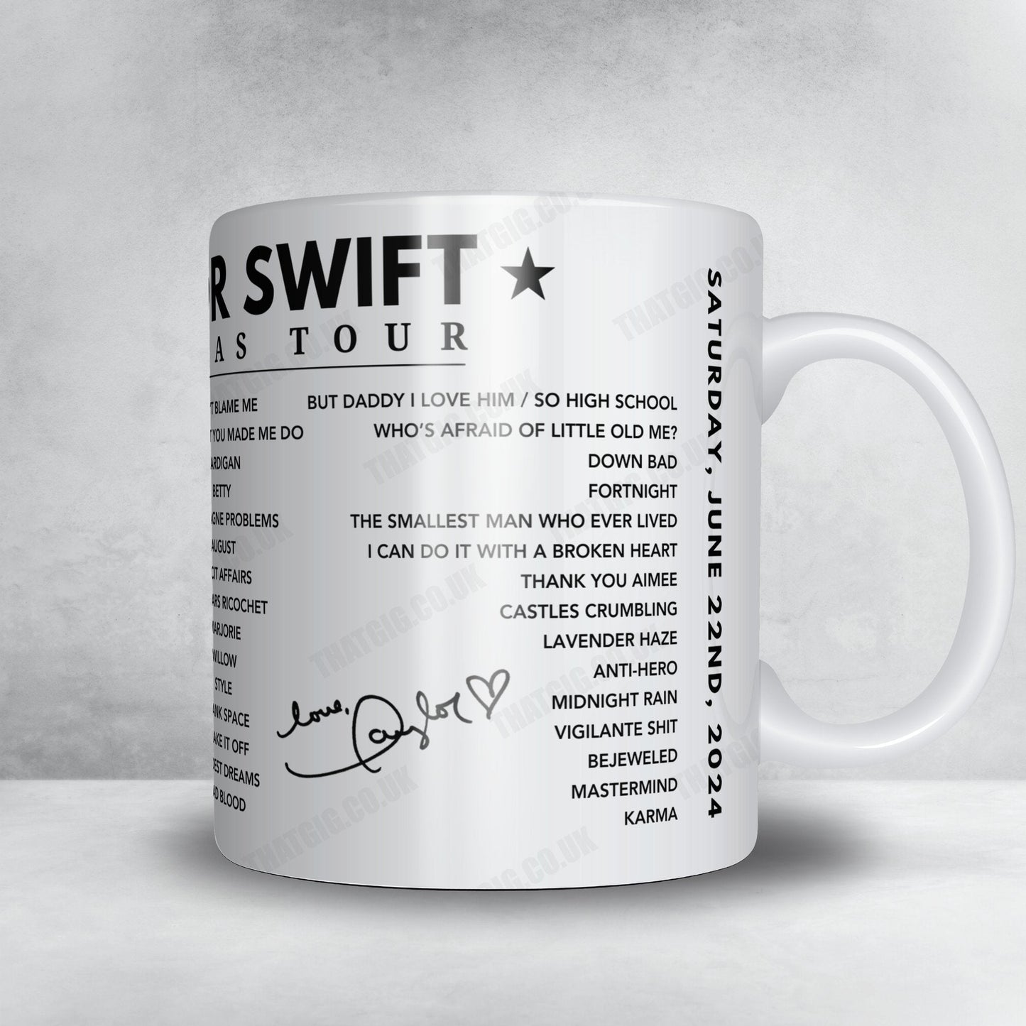 Taylor Swift Setlist Poster - Wembley Stadium, London, June 22nd 2024