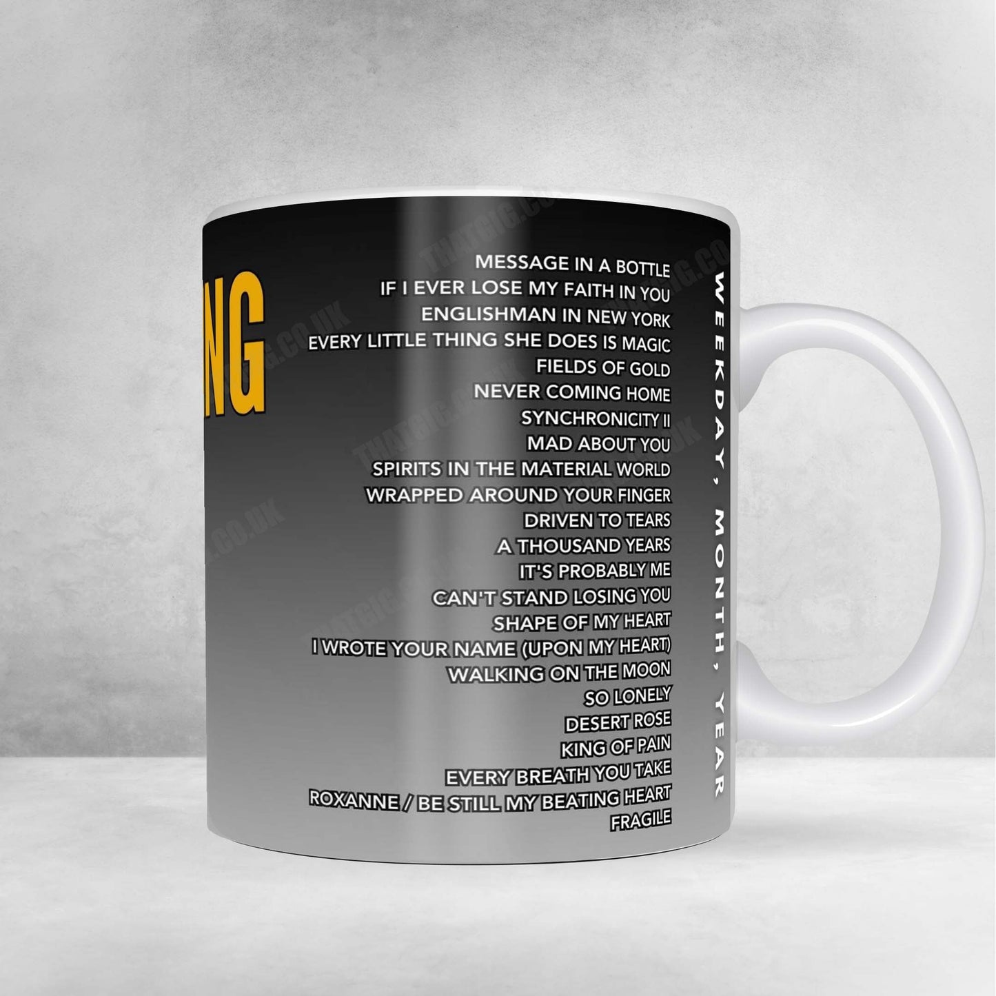 Sting Setlist Mug - Etihad Arena, Abu Dhabi - April 3rd, 2025