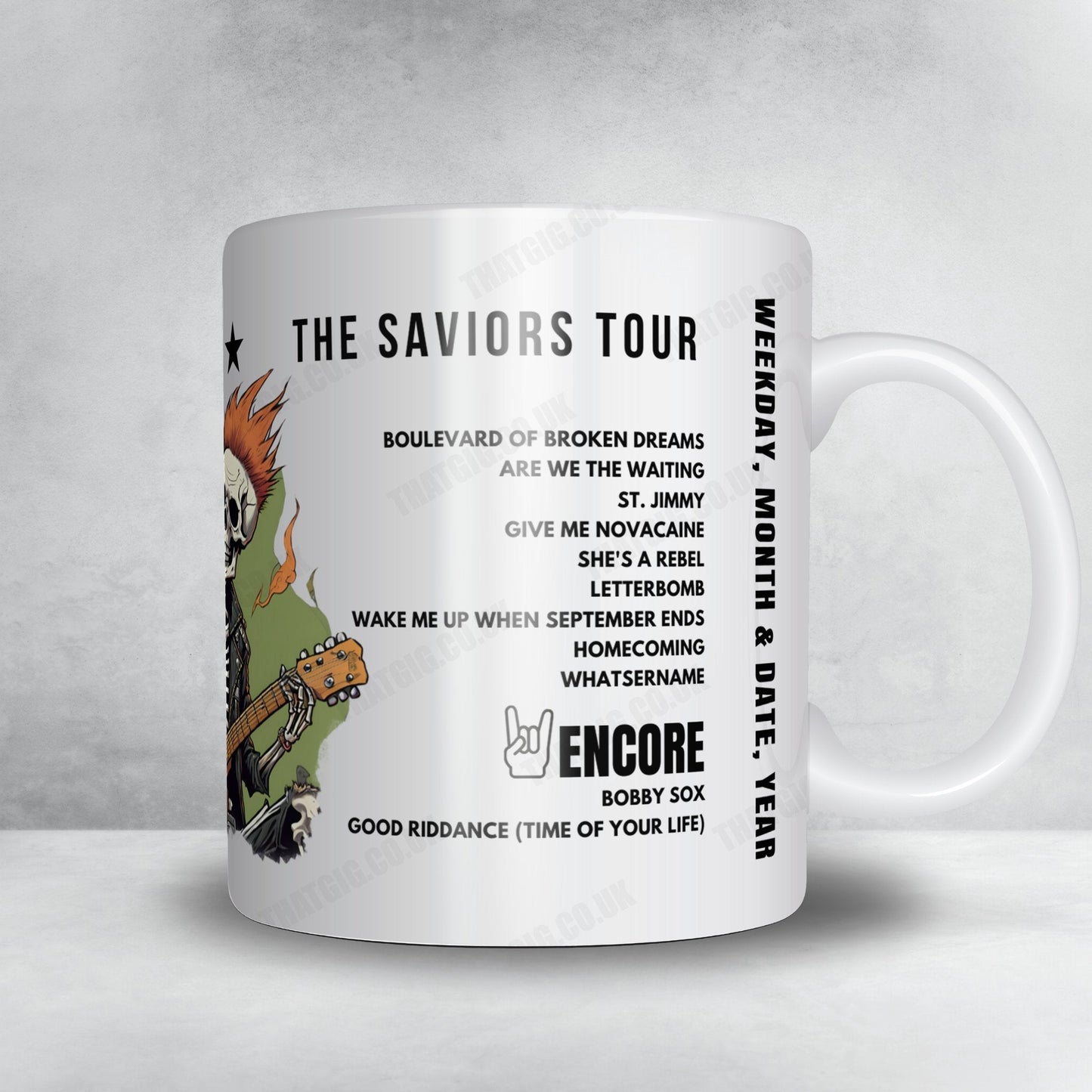 Green Day Setlist Mug - Bellahouston Park, Glasgow - June 25th, 2024