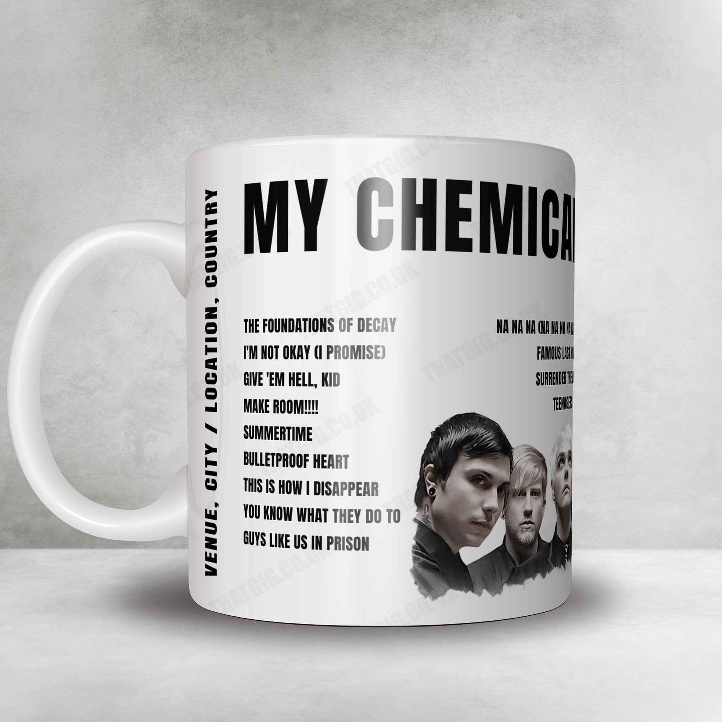 My Chemical Romance Setlist Mug - The Outer Fields at Western Springs, Auckland - March 11th, 2023