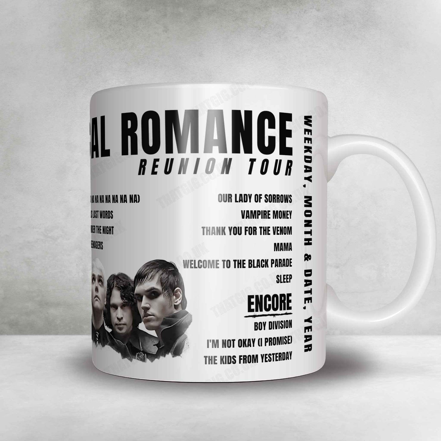 My Chemical Romance Setlist Mug - The Outer Fields at Western Springs, Auckland - March 11th, 2023